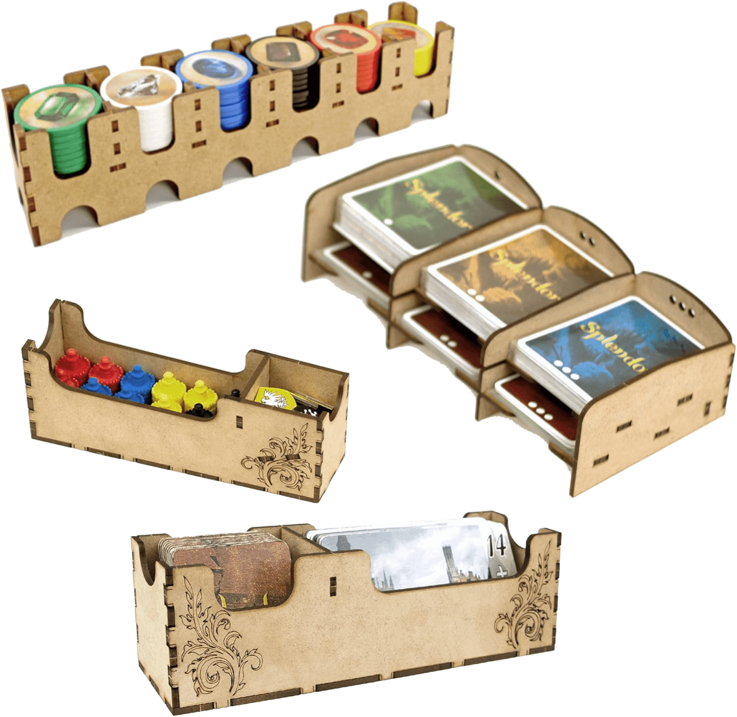 divers éléments de l'insert d'organisation pour Splendor