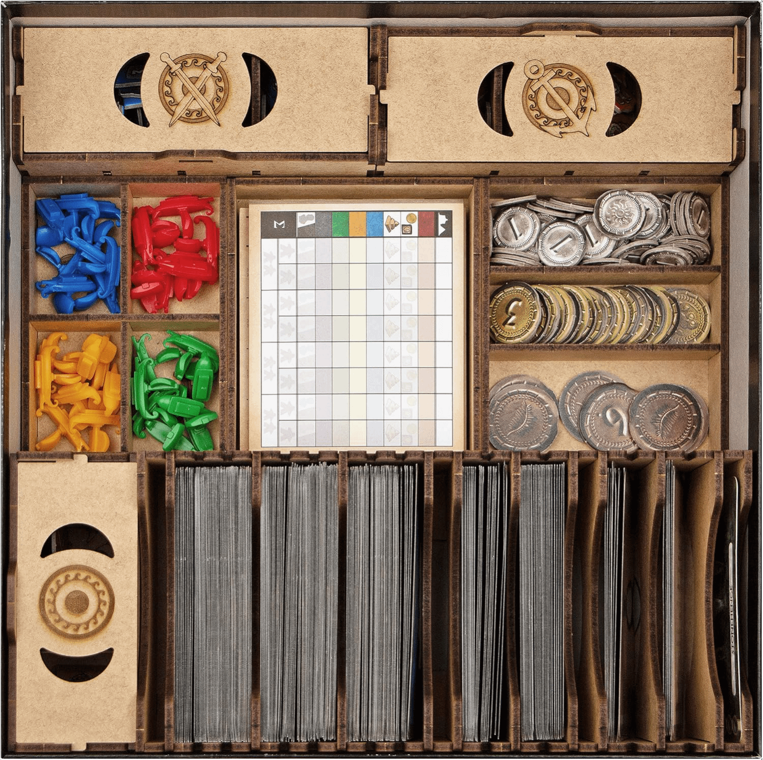 vue d'ensemble de l'insert d'organisation pour 7 Wonders