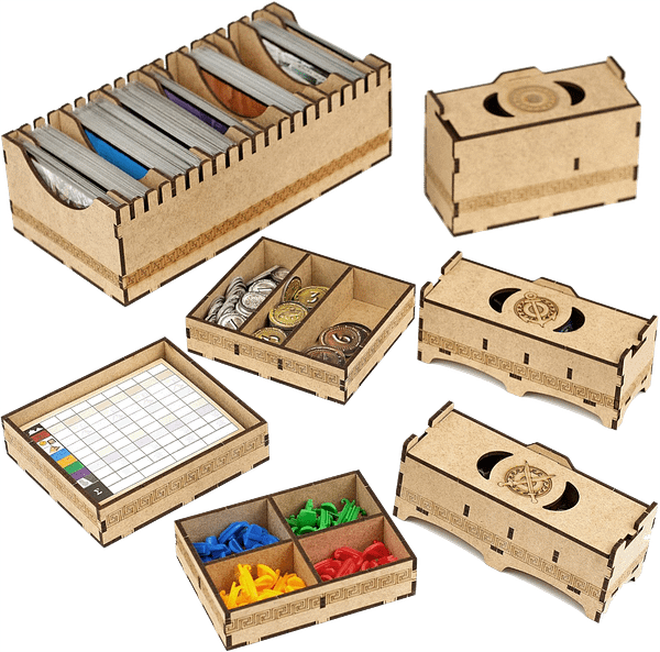 insert_wonders_2 divers éléments de l'insert d'organisation pour 7 Wonders